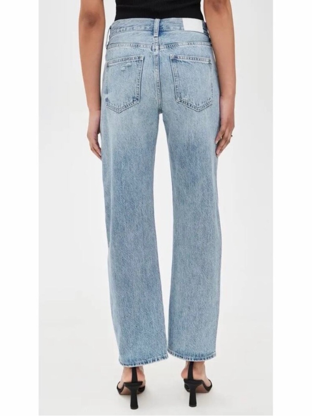 Pistola Lexi Mid Rise Bowed Straight Leg Jeans - Light Blue - Picture 2 of 7